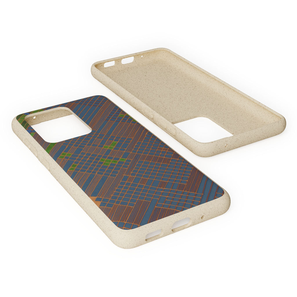 Biodegradable Phone Case — Earthy Geometric Plaid Eco-Friendly Cover, eco friendly phone case product image