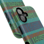 Geometric Green Wireless Charging iPhone 16 Pro Max Case - Impact-Resistant Dual-Layer