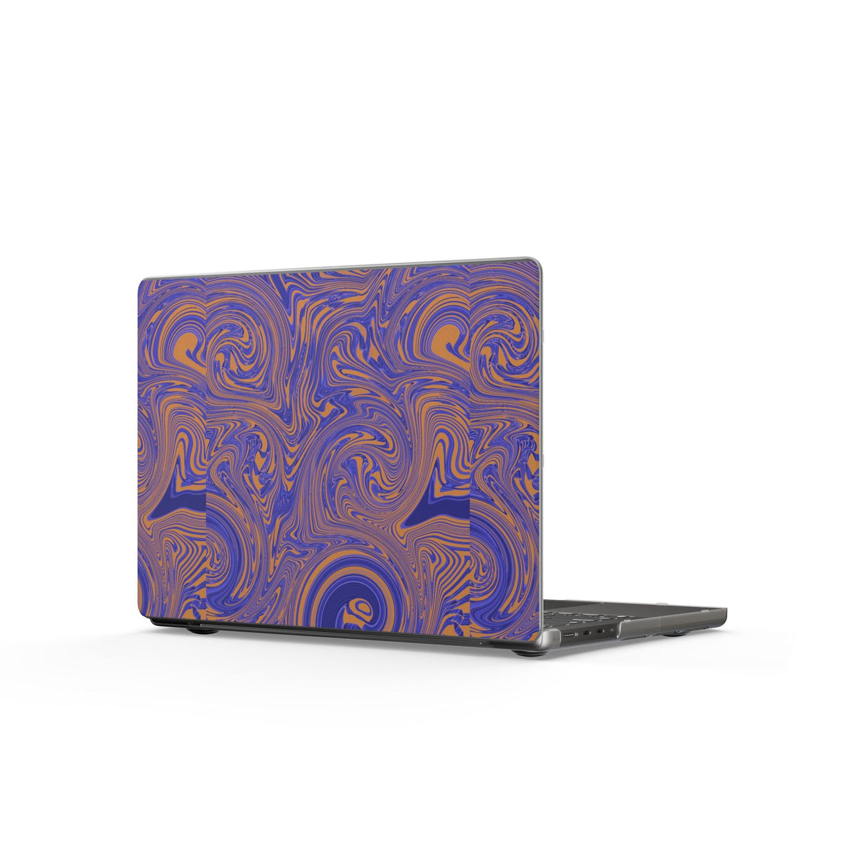 Back view of the Marbled Purple & Orange Matte MacBook Case — Abstract Swirl Laptop Cover, illustrating the captivating design that defines this unique matte MacBook cover.