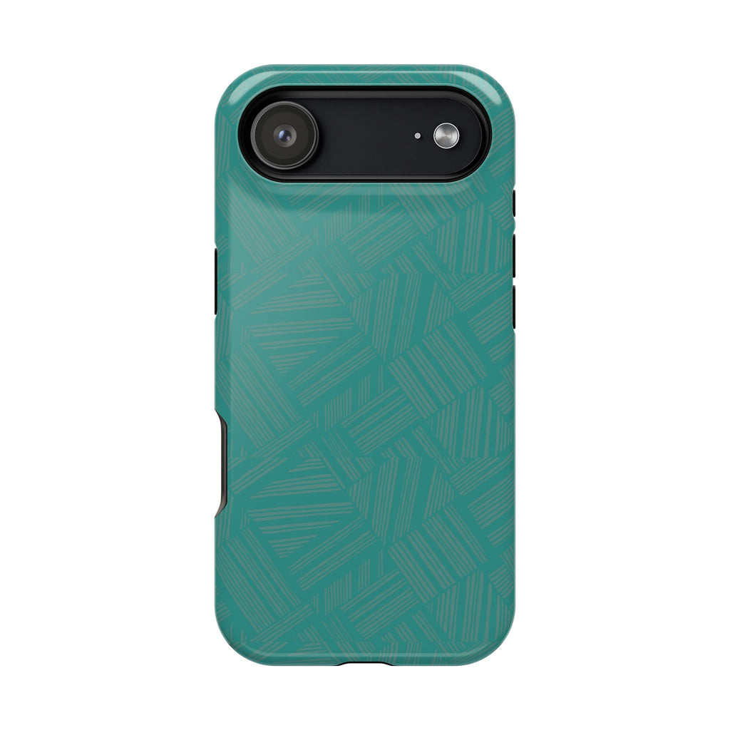 Magnetic Impact-Resistant Phone Case — Teal Geometric Protective Cover, magnetic iphone 18 pro case protective button covers