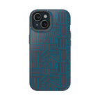 Impact Resistant Phone Case-20% OFF Entire Order, And Free Shipping, Teal Geometric MagSafe case with continuous geometric artwork; impact resistant iphone 17 case-20% OFF Entire Order, and Free Shipping.