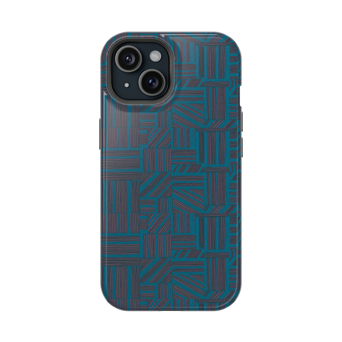 Impact Resistant Phone Case-20% OFF Entire Order, And Free Shipping, Teal Geometric MagSafe case with continuous geometric artwork; impact resistant iphone 17 case-20% OFF Entire Order, and Free Shipping.
