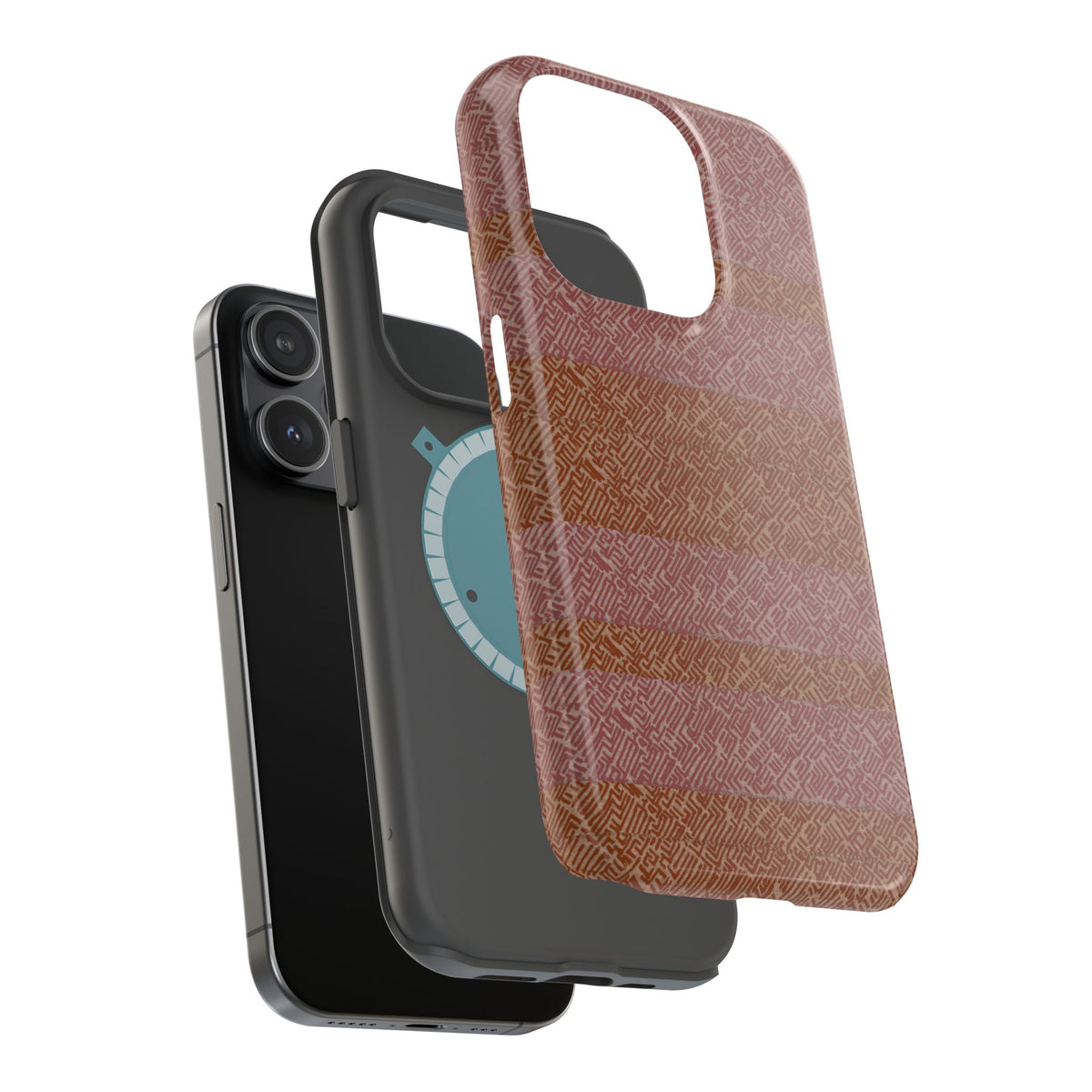 Striped Leather-Texture Magnetic Phone Case — Impact-Resistant iPhone Cover, elegant textured wireless charging iphone 18 pro max case