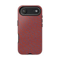 Red Pebble Texture Tough Phone Case — Rugged Shockproof iPhone Cover, wireless charging iphone 17 promax case rear view with protective raised edges