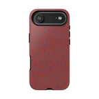 Red Pebble Texture Tough Phone Case — Rugged Shockproof iPhone Cover, wireless charging iphone 17 promax case rear view with protective raised edges