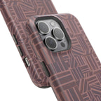 Impact Resistant Iphone 17 Pro Max Case - MagSafe Dual-Layer Geometric Brown Design