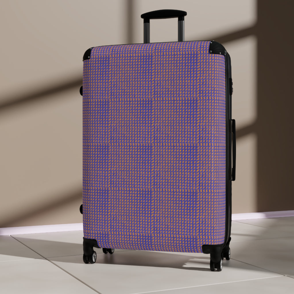 Purple Houndstooth Carry-On Suitcase — Retro Pattern Luggage for Travel