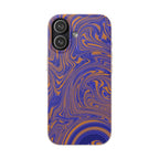 Biodegradable Marble Swirl Phone Case — Purple & Orange Eco-Friendly Protective Cover showing the plant-fiber case edge; protective biodegradable case _CASETiFY5 alternative.