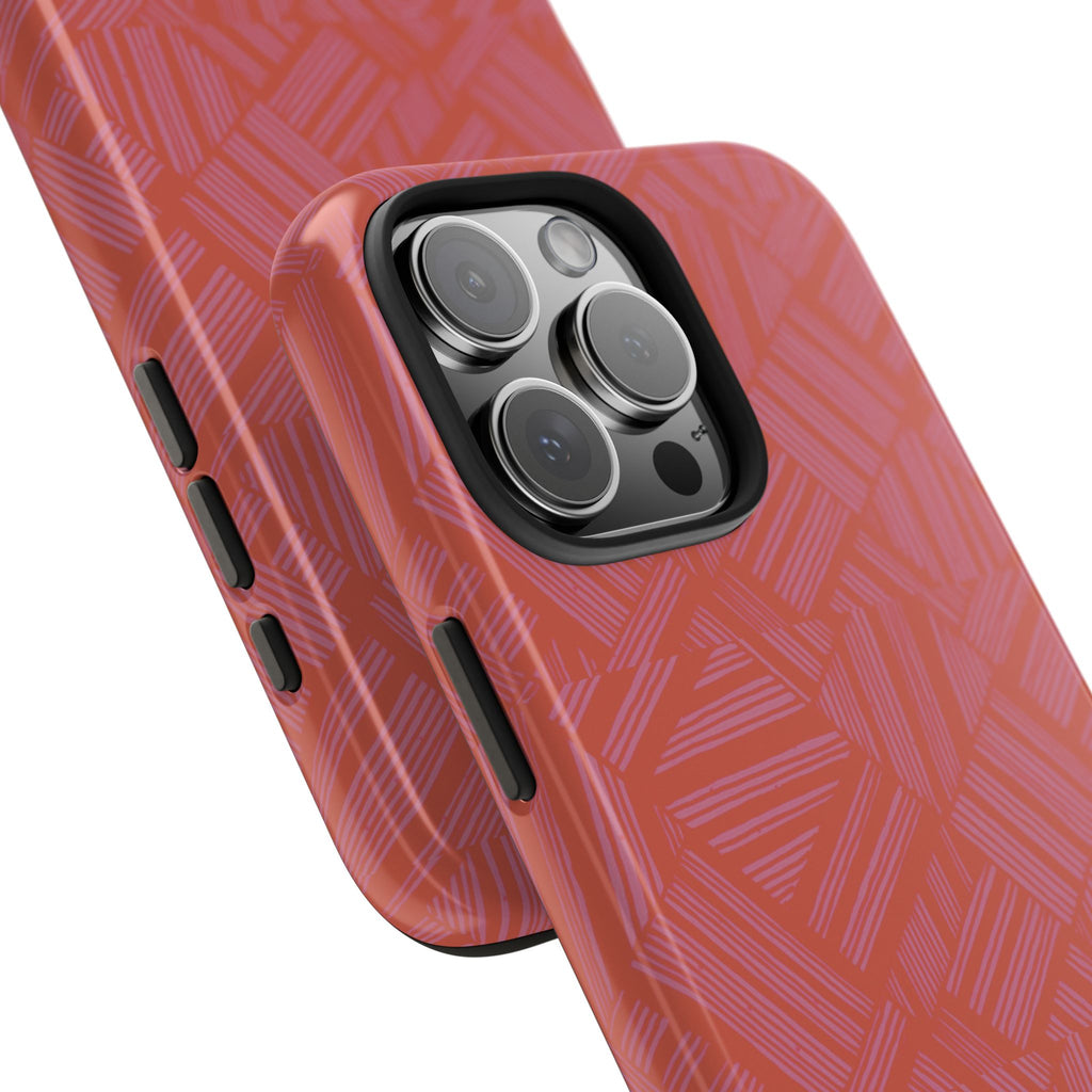 Tough Phone Case — Geometric Coral Pattern Protective Cover, shockproof iphone 18 pro case with camera and flash clearance