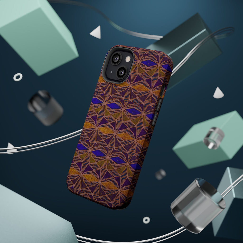 Phone Case — Geometric Tribal Pattern Magnetic Impact-Resistant Case, Fractyl impact resistant iphone 16 pro case featuring vivid pattern continuity around the sides.