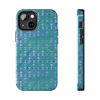 Tough Phone Case — Blue-Green Geometric Watercolor Pattern, shockproof iphone 17 pro case glossy rear view
