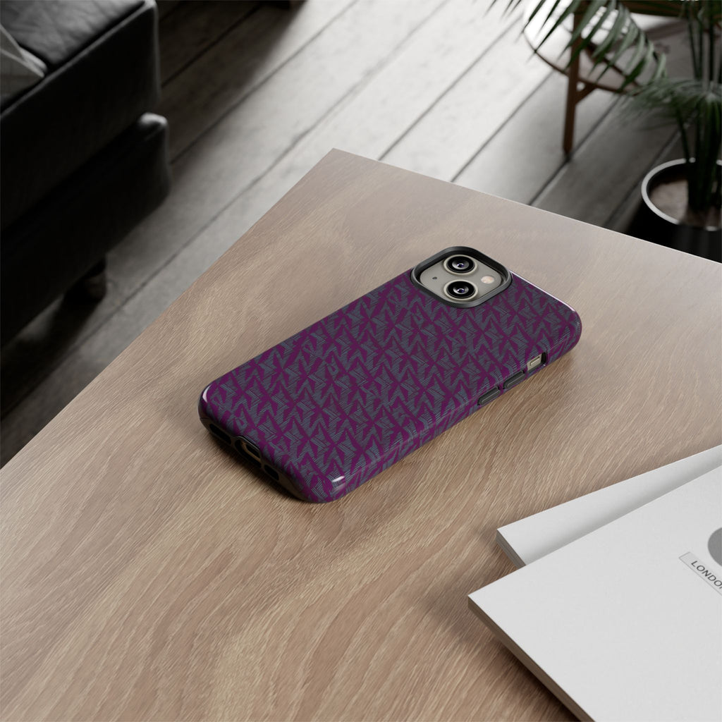 Shockproof Iphone 17 Pro Cover, Purple Geometric Dual-Layer TPU Case, UV-Protected
