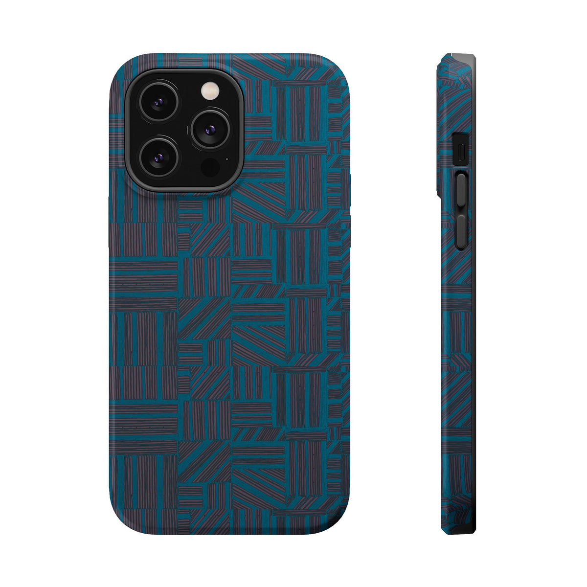 Impact Resistant Phone Case-20% OFF Entire Order, And Free Shipping, Teal Geometric MagSafe case with camera protection; impact resistant iphone 17 case-20% OFF Entire Order, and Free Shipping.