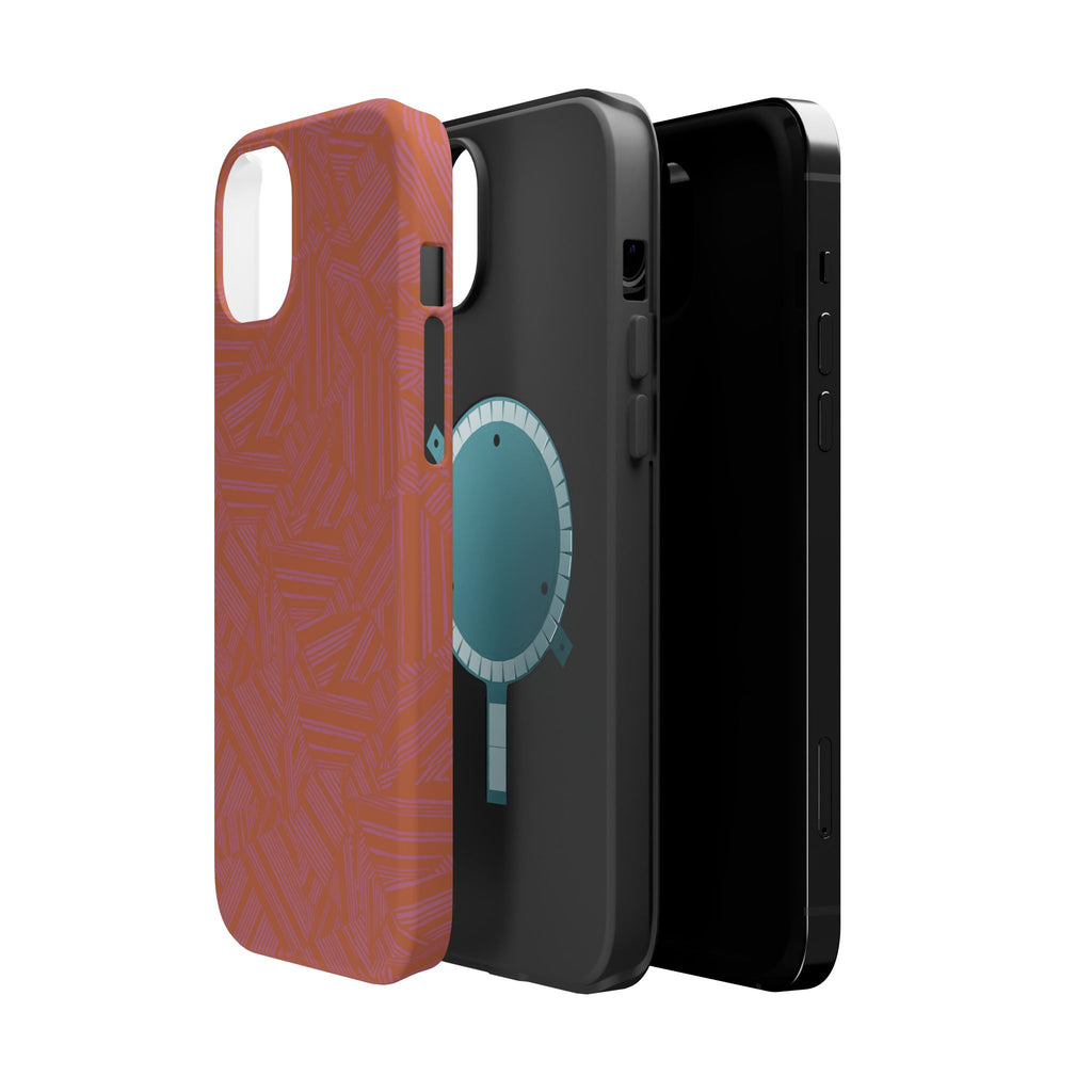 Protective iPhone 18 Pro Max Case With Terracotta Geometric MagSafe Impact Resistance