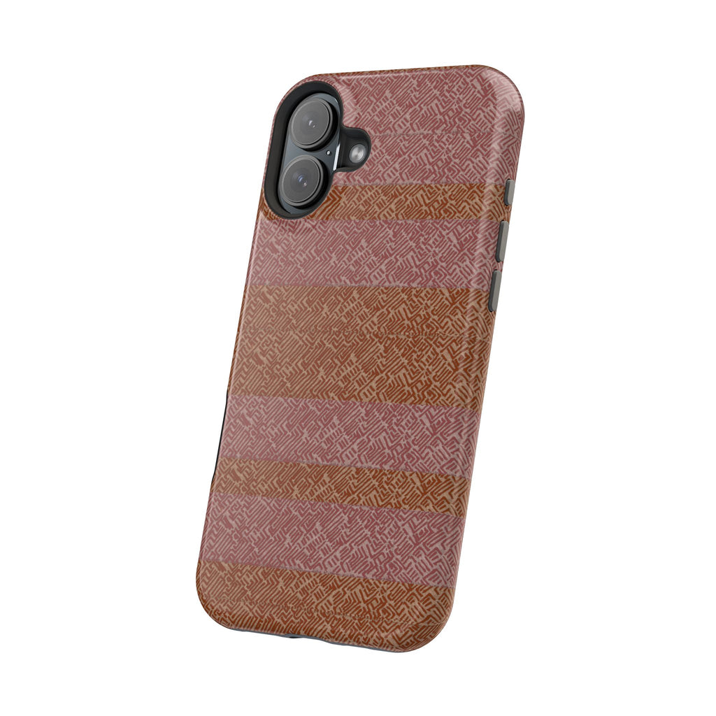 Striped Leather-Texture Magnetic Phone Case — Impact-Resistant iPhone Cover, striped wireless charging iphone 18 pro max case with camera opening