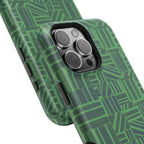 Green Dual Layer iPhone 17 Pro Phone Case, Geometric MagSafe 2-Layer Impact Protection