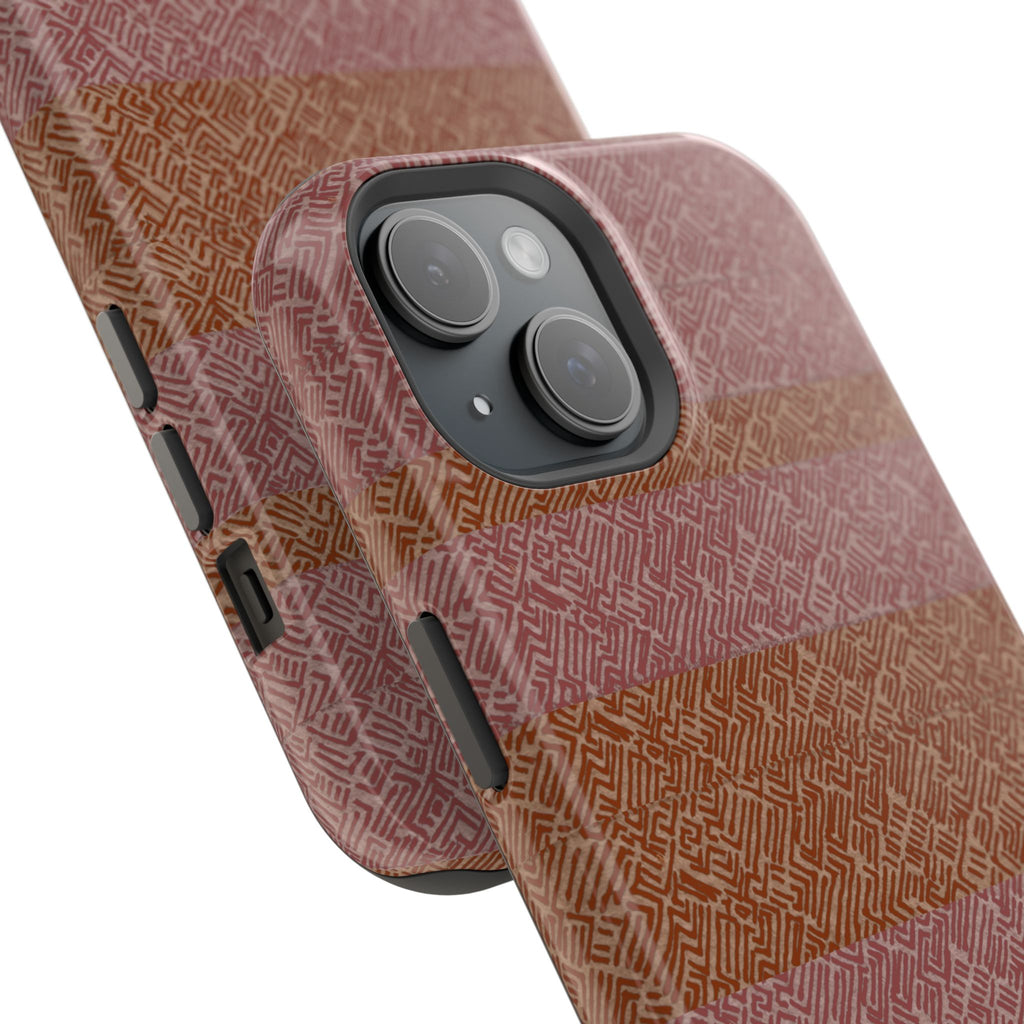Striped Leather-Texture Magnetic Phone Case — Impact-Resistant iPhone Cover, detailed striped wireless charging iphone 18 pro max case