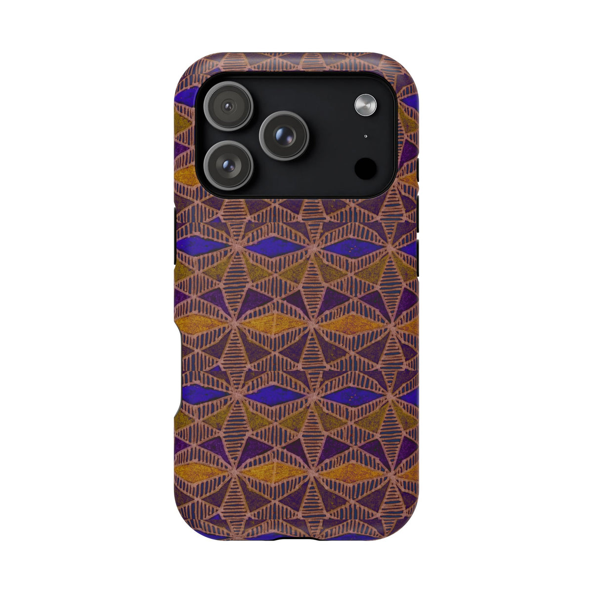 Phone Case — Geometric Tribal Pattern Magnetic Impact-Resistant Case, Fractyl impact resistant iphone 16 pro case with smooth buttons, ports, and camera access.
