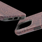 Impact Resistant Iphone 17 Pro Max Case - MagSafe Dual-Layer Geometric Brown Design
