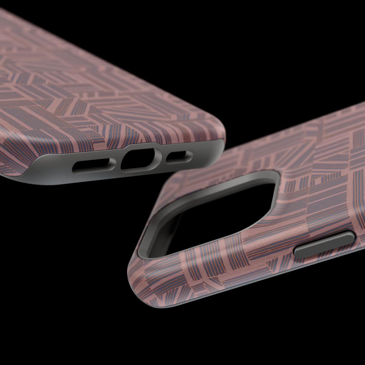 Impact Resistant Iphone 17 Pro Max Case - MagSafe Dual-Layer Geometric Brown Design