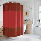 Red Accent Shower Curtain — Modern Bold Solid Panel Bathroom Decor