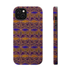 Phone Case — Geometric Tribal Pattern Magnetic Impact-Resistant Case, Fractyl impact resistant iphone 16 pro case featuring warm brown and deep purple tribal geometry.