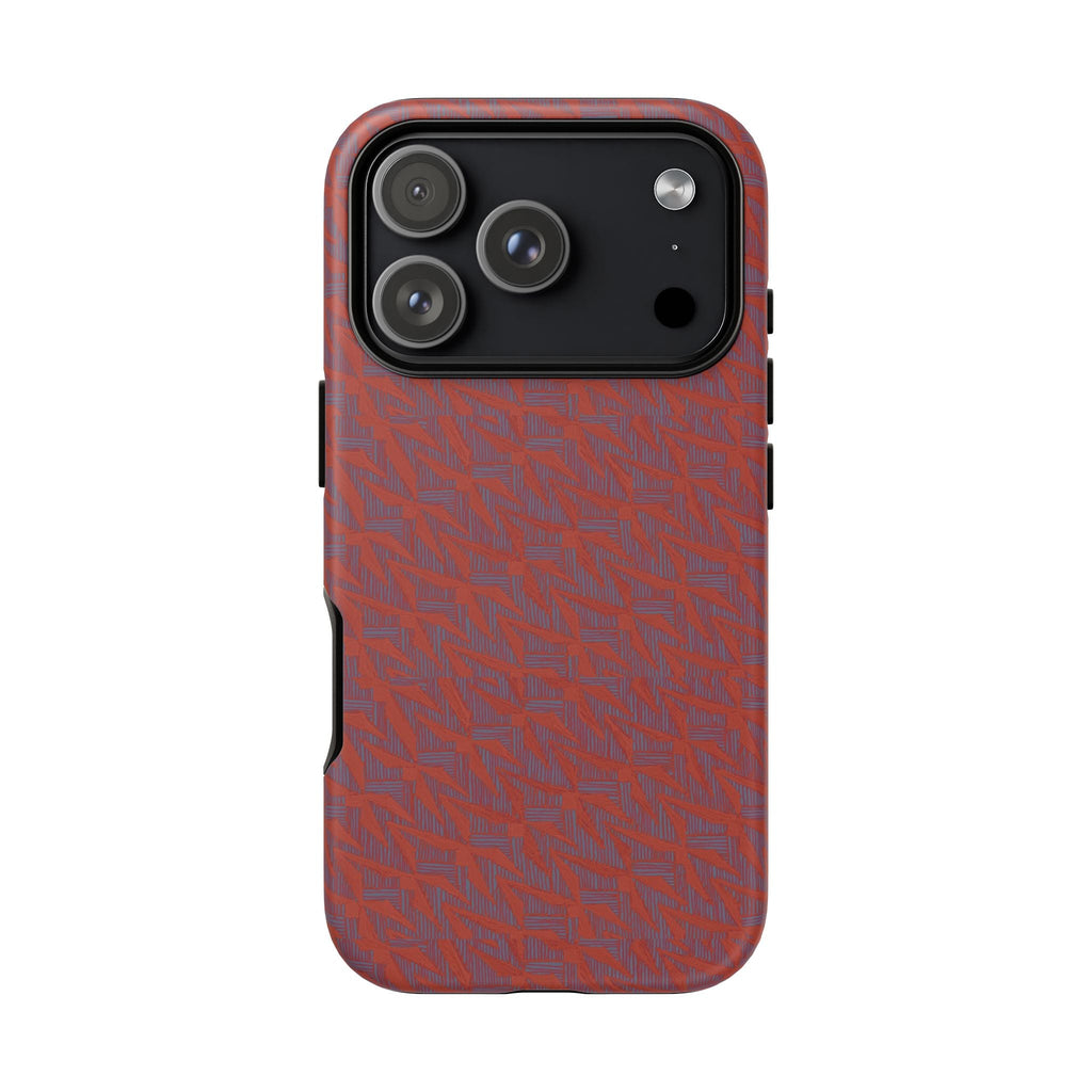 Red Pebble Texture Tough Phone Case — Rugged Shockproof iPhone Cover, wireless charging iphone 17 promax case with full camera module protection