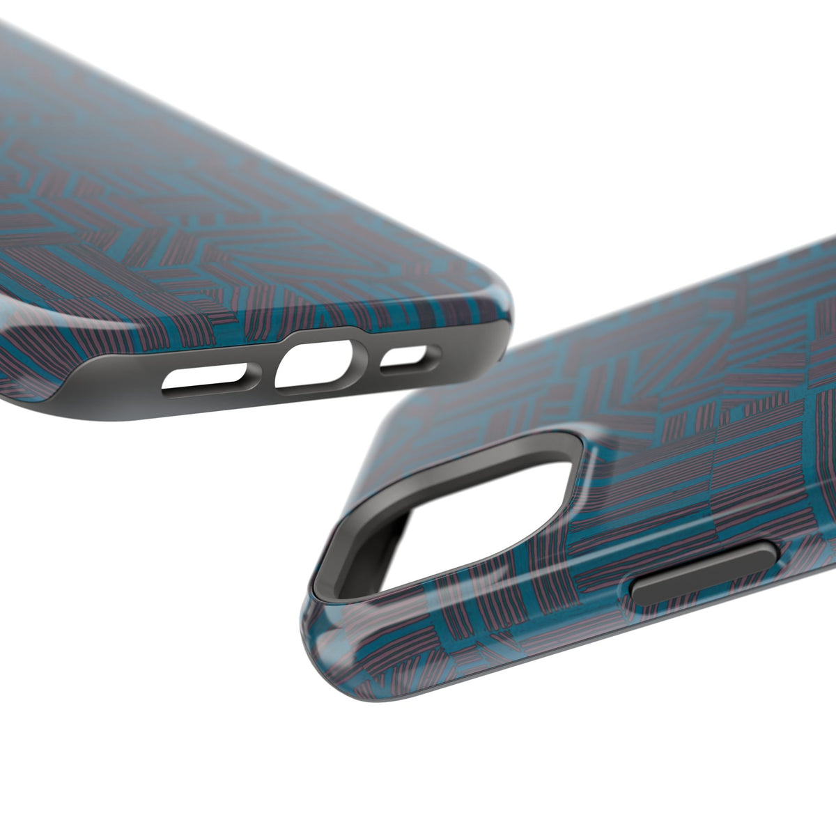 Impact Resistant iPhone 17 Case, Teal Geometric MagSafe Dual-Layer Protection