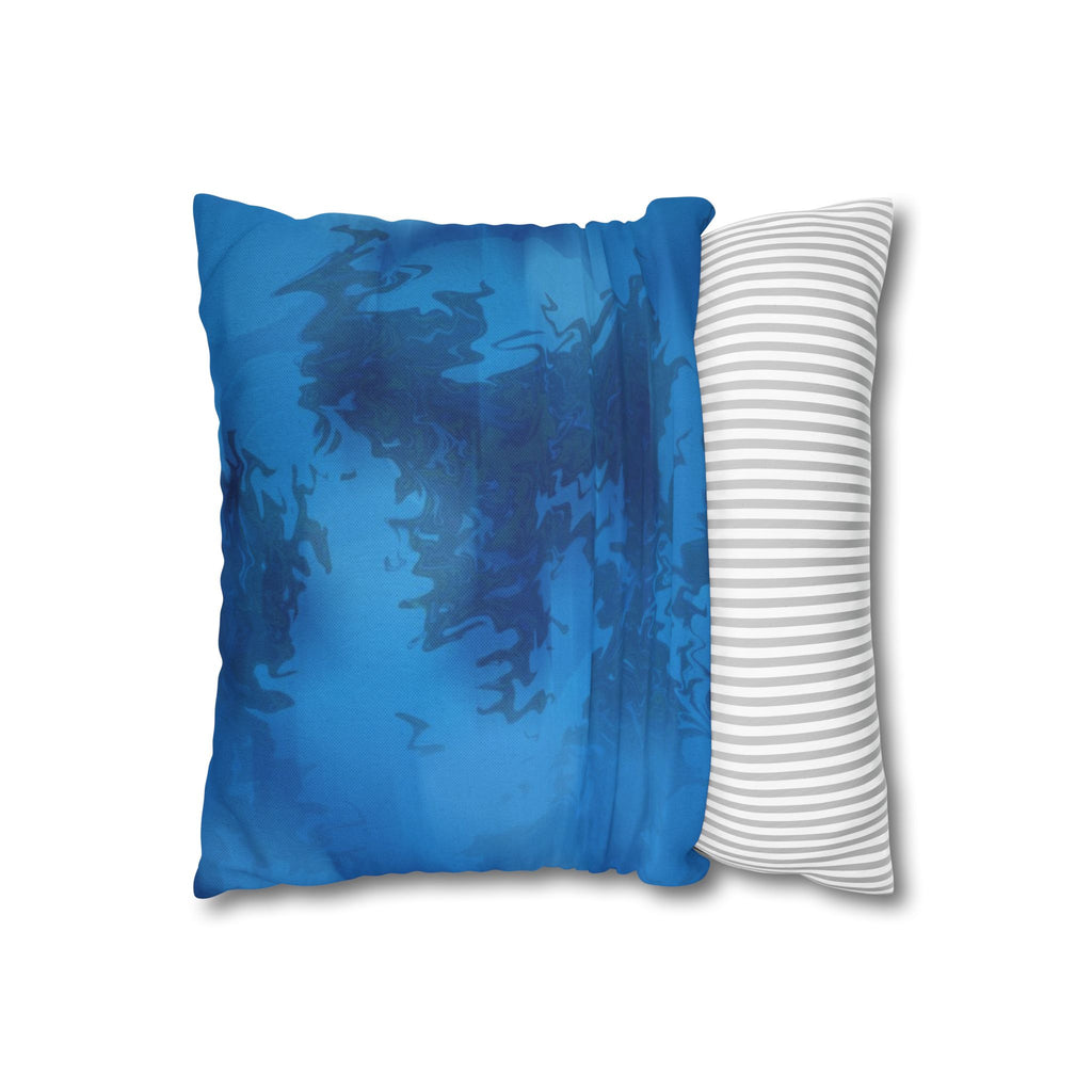 Ocean Accent Cushion Cover - 100% Soft Spun Polyester Blue Tie-Dye Square Pillowcase