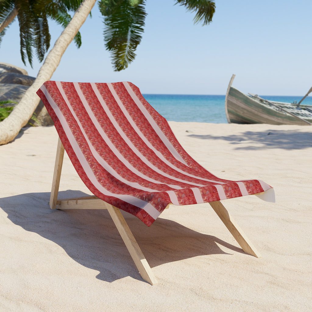 Striped Red Beach Towel — Retro Nautical Summer Towel