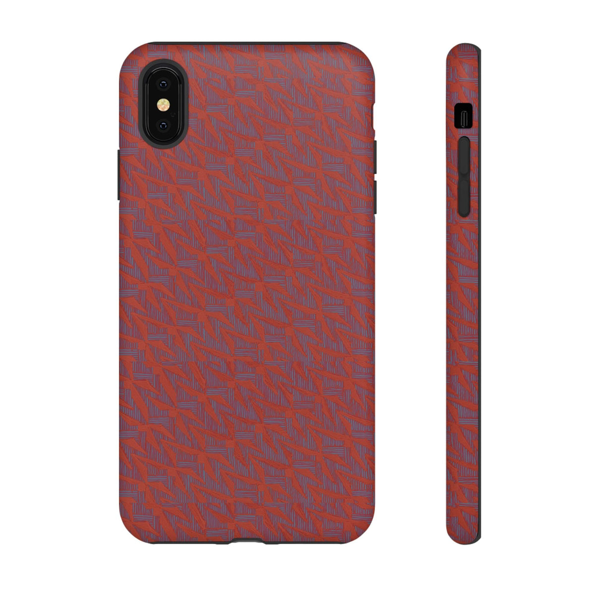 Red Pebble Texture Tough Phone Case — Rugged Shockproof iPhone Cover, wireless charging iphone 17 promax case with square triple-camera opening
