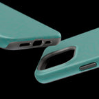 Magnetic Impact-Resistant Phone Case — Teal Geometric Protective Cover, magnetic iphone 18 pro case close-up triple-camera protection