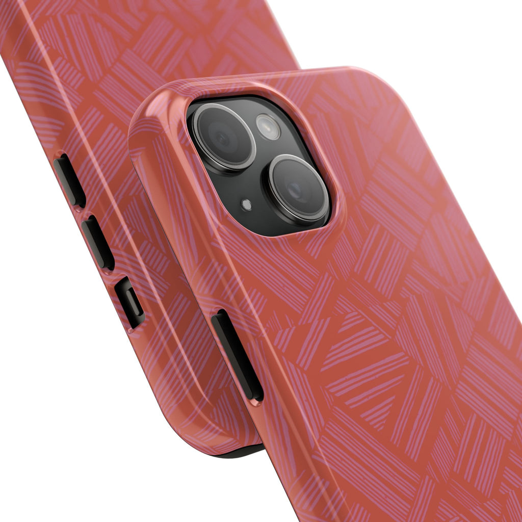 Tough Phone Case — Geometric Coral Pattern Protective Cover, shockproof iphone 18 pro case with precise port cutouts