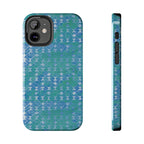 Tough Phone Case — Blue-Green Geometric Watercolor Pattern, shockproof iphone 17 pro case camera cutout view