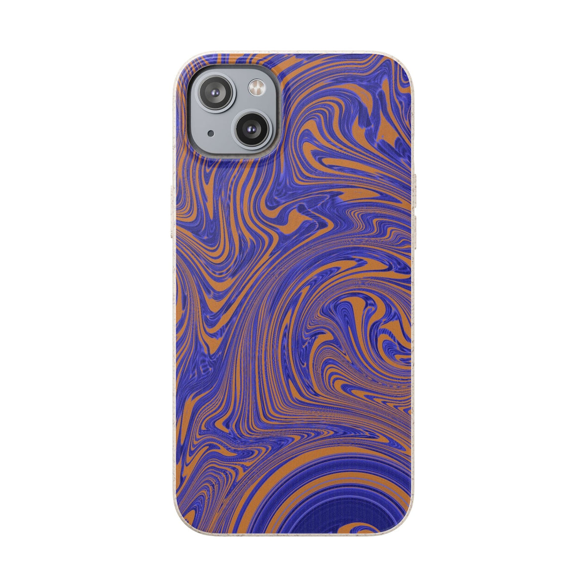 Biodegradable Marble Swirl Phone Case — Purple & Orange Eco-Friendly Protective Cover, side button detail; protective biodegradable case _CASETiFY5 alternative.