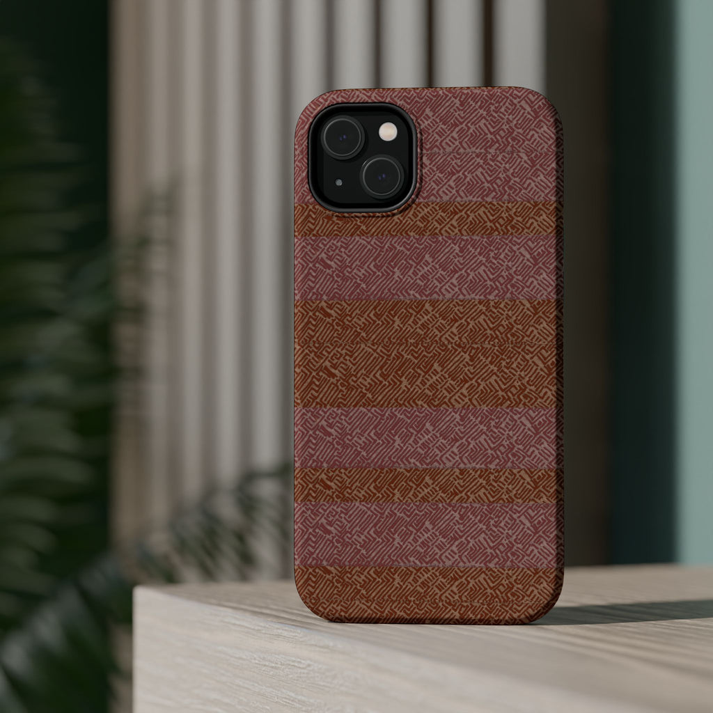 Striped Leather-Texture Magnetic Phone Case — Impact-Resistant iPhone Cover, triple-lens wireless charging iphone 18 pro max case