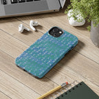 Tough Phone Case — Blue-Green Geometric Watercolor Pattern, shockproof iphone 17 pro case open port cutouts
