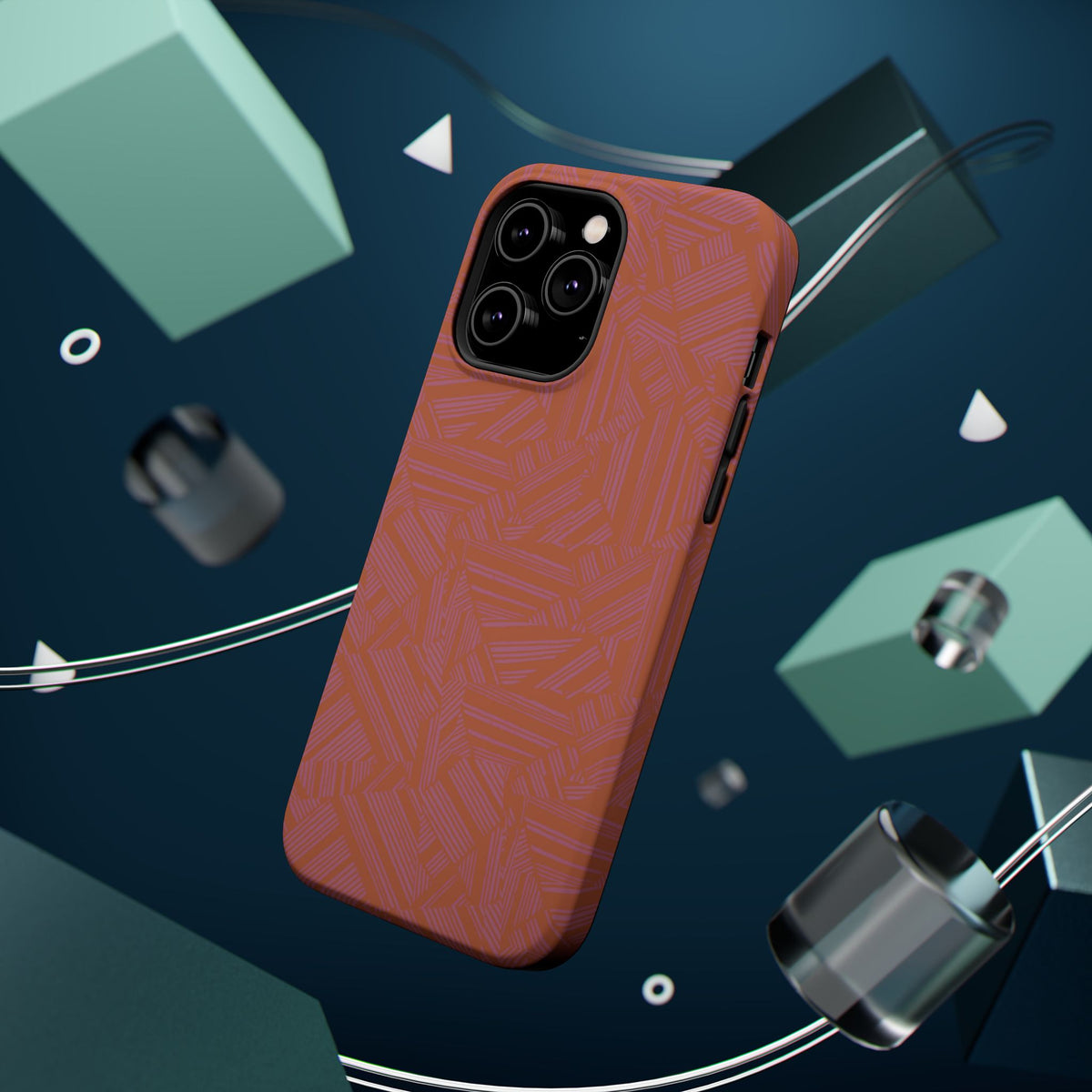 Protective iPhone 18 Pro Max Case With Terracotta Geometric MagSafe Impact Resistance