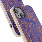 Biodegradable iPhone 17 Case – Purple Orange Marble Swirl Eco-Friendly Protection