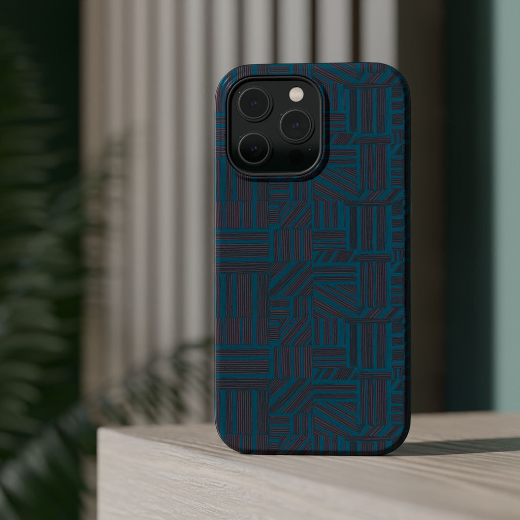 Impact Resistant Phone Case-20% OFF Entire Order, And Free Shipping, Teal Geometric MagSafe case shown in an exploded construction view; impact resistant iphone 17 case-20% OFF Entire Order, and Free Shipping.