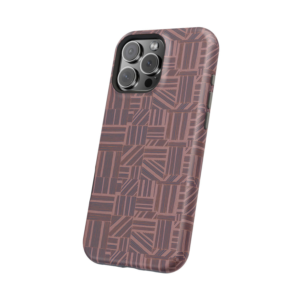 Impact Resistant Iphone 17 Pro Max Case - MagSafe Dual-Layer Geometric Brown Design
