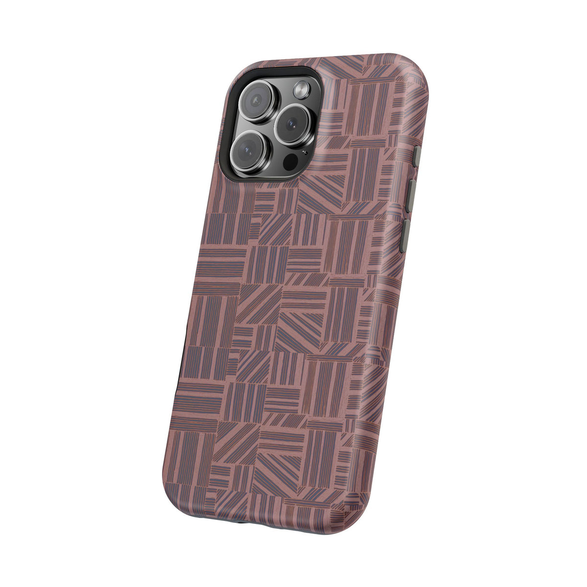 Impact Resistant Iphone 17 Pro Max Case - MagSafe Dual-Layer Geometric Brown Design