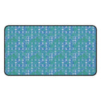 Blue Green Abstract Waves Desk Mat — Patterned Office Mousepad, wide large desk mat featuring a calming blue and green abstract wave design