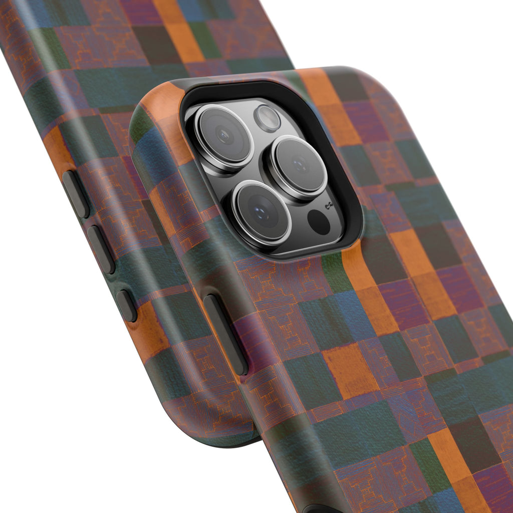 Impact-Resistant Phone Case — Retro Checkerboard Pattern, Fractyl wireless charging iphone 18 pro case showing its raised camera frame and secure slim fit.