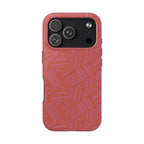 Tough Phone Case — Geometric Coral Pattern Protective Cover, shockproof iphone 18 pro case shown from an angled rear view