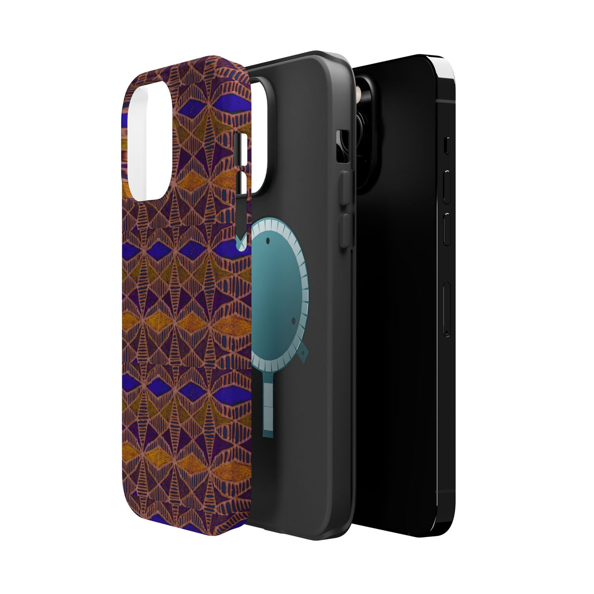 Phone Case — Geometric Tribal Pattern Magnetic Impact-Resistant Case, Fractyl impact resistant iphone 16 pro case shown with a clean molded fit and geometric artwork.