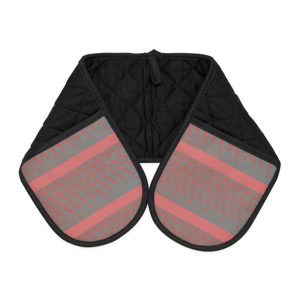 Double Oven Mitt Protector - Black Quilted Heat-Resistant Pot Holder