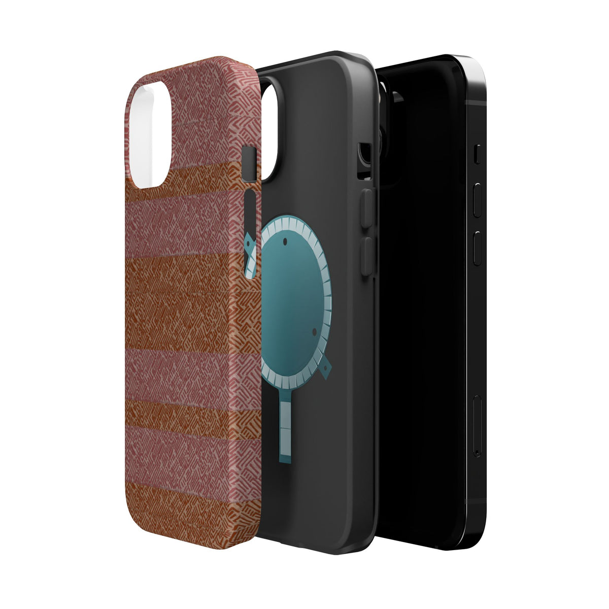 Striped Leather-Texture Magnetic Phone Case — Impact-Resistant iPhone Cover, textured rose wireless charging iphone 18 pro max case
