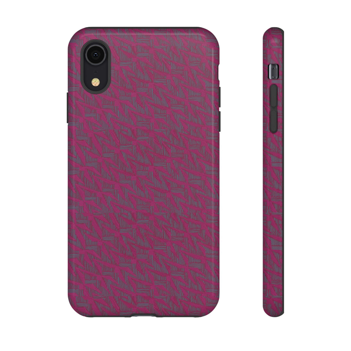 Pink Textured Tough Phone Case — Protective Slim iPhone Cover, durable wireless charging case