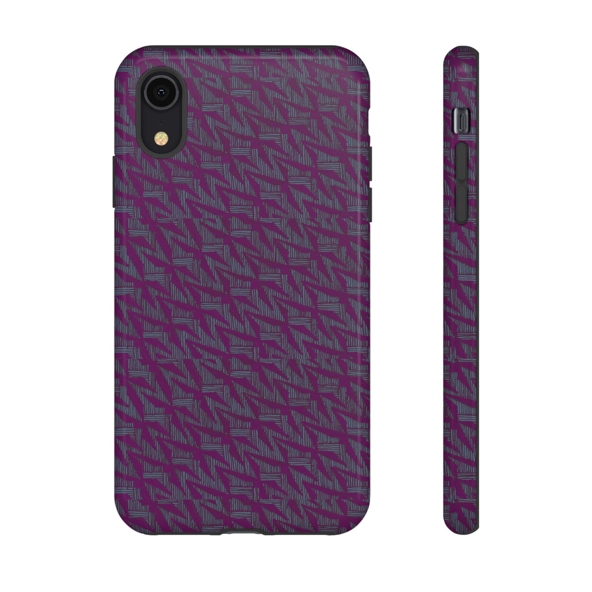 Purple Geometric Tough Phone Case — Protective Slim Phone Cover, side angle showing raised edges, shockproof iphone 17 pro cover